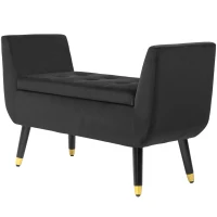 HOMCOM Storage Bench with Armrests and Storage, Chest Bench, velvet-like Polyester, Rubberwood, Dark gray, 107 x 42 x 65 cm(m-7)