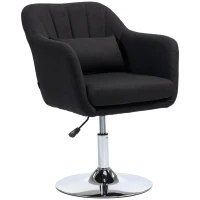 HOMCOM Swivel chair, height-adjustable office chair, linen-like polyester, metal, 60 x 60 x 79-91 cm, Black(m-7)
