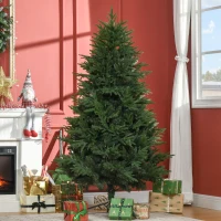 HOMCOM Christmas Tree, Artificial, Realistic Look, Quick Assembly, Plastic, Green, 114 x 114 x 180cm(m-2)