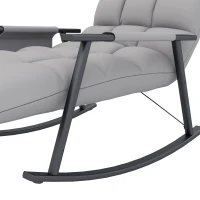 HOMCOM Rocking chair, adjustable backrest & footrest, side pocket, microfiber upholstery, metal frame, gray(m-5)