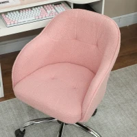 HOMCOM Home Office Chair, Ergonomic Desk Chair with Rocking Function, Teddy Fleece Look 56 x 61 x 86 cm Pink(m-5)