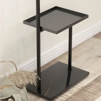 HOMCOM Coat rack, clothes rod with stoppers, 3 hooks, shelf, artificial stone base, Black(m-5)