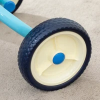 AIYAPLAY Tricycle pour bébés 2 en 1 pour 2-5 ans avec barre parentale, pédales antidérapantes, repose-pieds pliables et panier bleu(m-5)