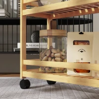 HOMCOM Serving cart, 3 tiers, slatted shelves, anti-fall guard, bamboo, 55 x 20 x 75 cm(m-4)