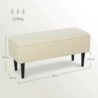 HOMCOM Vintage-style bench, shoe bench, hidden storage, cashmere look, beige + black(m-3)