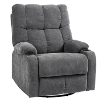 HOMCOM Recliner with Footrest, Reclining Armchair, Swivel, up to 150 kg, Steel Frame, 88x96x108cm, Dark Grey(m-1)