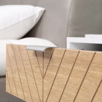 HOMCOM Modern Bedside Table with 2 Drawers and Metal Frame, Sofa Side Table for Bedroom Living Room, White and Oak(m-11)