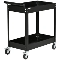 DURHAND Workshop trolley, 2 tiers, cart, 4 casters, steel, up to 150 kg, 84.5 x 38 x 84 cm, Black(m-7)