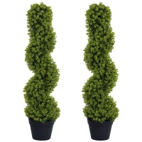 HOMCOM Set of 2 Decorative Plants, Potted Artificial Plants, Artificial Plants for Home, Indoor, Outdoor, 90 cm, Green(m-6)