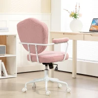 HOMCOM Stylish office chair with button-tufted soft upholstery, height-adjustable, Pink(m-4)
