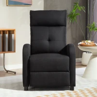HOMCOM Sillón Relax Reclinable Manual hasta 155º Apertura Push con Reposapiés Respaldo Alto Acolchado Grueso Negro(m-7)
