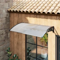 Outsunny Marquise de Proteção para Portas e Janelas Contra Sol e Chuva Telhado de Proteção com Desenho Moderno 150x90x25 cm Transparente e Preto(m-2)