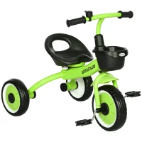 AIYAPLAY Kids Trike, Tricycle, with Adjustable Seat, Basket, Bell, for Ages 2-5 Years - Green(m-1)