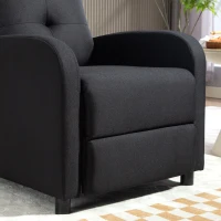 HOMCOM Sillón Relax Reclinable Manual hasta 155º Apertura Push con Reposapiés Respaldo Alto Acolchado Grueso Negro(m-8)