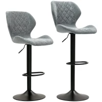 HOMCOM Bar stools 2-piece set, height-adjustable kitchen stools with backrest, gas lift, footrest, swivel, gray(m-1)