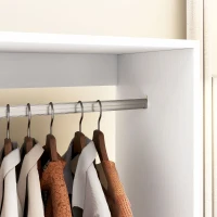 HOMCOM Wardrobe Closet, 60 cm x 40 cm x 127 cm, 1 Clothes Rail, 2 Shelves, White(m-5)