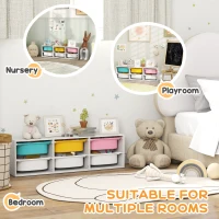 AIYAPLAY Low Height 2 Tiers Storage Organiser, Kids Toy Storage Unit with 6 Removable Bins for Bedroom, Nursery, Playroom(m-6)