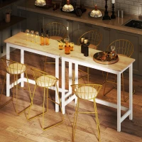 HOMCOM Bar table, Oak-look, compact, seats 2, Natural wood+White(m-5)