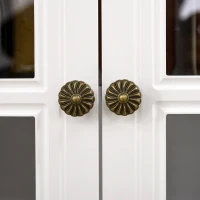 HOMCOM Kitchen cabinet, buffet, 2 drawers, 2 cabinet compartments, classic design, White+Dark Brown, 76 x 38 x 182 cm(m-5)