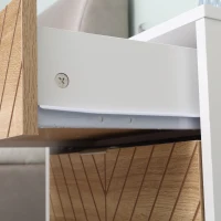 HOMCOM Modern Bedside Table with 2 Drawers and Metal Frame, Sofa Side Table for Bedroom Living Room, White and Oak(m-12)