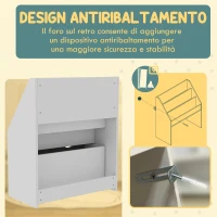 AIYAPLAY Libreria per Bambini 3-8 Anni a 3 Ripiani con Cassetto Inferiore, in MDF, 62.5x30x70 cm, Grigio(m-5)