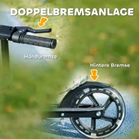 AIYAPLAY Hulajnoga dziecięca, podwójne hamulce, metalowa rama, podpórka, składana, 3-8 lat, Schwarz(m-6)
