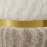 HOMCOM Storage Ottoman with Lid, Metal Ring, Two-Tone Design 36 x 36 x 44 cm Cream White(m-4)