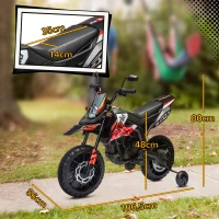 AIYAPLAY Moto Eléctrica para Niños 12V con Licencia Aprilia con Ruedas Auxiliares Desmontables 6 km/h Suspensión Trasera Rojo(m-3)