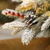 HOMCOM Mini Árbol de Navidad Artificial 60 cm con 35 Luces LED 182 Ramas Densas con Nieve Adornos y Base de Arpillera Verde(m-9)