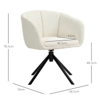 HOMCOM Chair, Upholstered chair with comfortable seat shell, swivel, cuddly upholstery, up to 120 kg, Cream white(m-3)