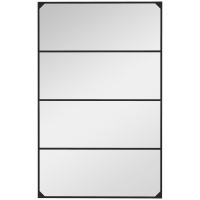 HOMCOM Oglindă Industrială de Perete, Oglindă Dreptunghiulară cu Ramă Metalică, Oglindă Decorativă, 109x2x69 cm, Negru