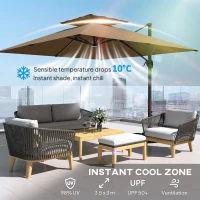 Outsunny Multi-Angle LED Light Parasol Umbrella - Khaki(m-5)