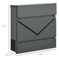 HOMCOM Mailbox with Lid, 2 lower drainage holes, Steel, with Lock, Gray(m-3)