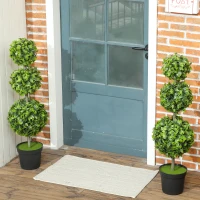 HOMCOM Potted artificial plants, plastic leaves, flocked soil, green(m-5)