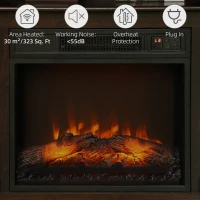 HOMCOM Elektrischer Kamin mit LED-Flammeneffekt, dimmbar, mit Fernbedienung - 1800 W - 80,5 x 32,3 x 80,5 cm(m-4)
