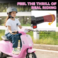 AIYAPLAY 24V Kids Electric Motorbike, Ride on Motorcycle with Manual Throttle, Brakes and LED Lights for Ages 8-12 Years, Pink(m-5)