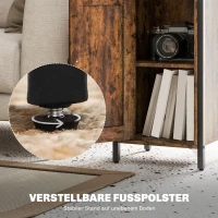 HOMCOM Side table with storage, 2 open shelves, 3-step adjustable, magnetic door, Brown(m-3)