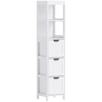 HOMCOM Bathroom Cabinet, 2 Shelves, 3 Drawers, Water-Resistant Material, White(m-1)