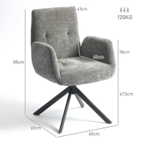 HOMCOM Upholstered Armchair, Accent Chair, Modern Design, Swivel, up to 120 kg, Dark Gray(m-3)