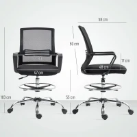 HOMCOM Office Chair, Swivel Chair, Rotatable Desk Chair, Adjustable, Rolling, Black(m-3)
