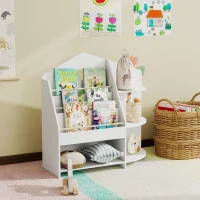 AIYAPLAY Étagère pour enfants avec 7 étagères pour livres, jouets, bords arrondis, supporte 40 kg, Blanc(m-4)