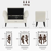 HOMCOM Storage Bench with Storage, 111.5cm x 41cm x 65cm, Cream White(m-3)