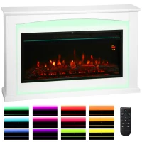 HOMCOM Elektrokamin 1000W/2000W, Dekor-Kamin, Flammeneffekt mit 5 Helligkeitsstufen, 121x25x77cm, weiß(m-7)