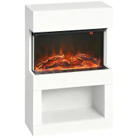 HOMCOM Cheminée électrique, 2 niveaux de chauffage, 6 couleurs de flammes, thermostat, télécommande, Blanc(m-7)