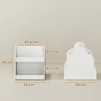 AIYAPLAY Étagère pour enfants, bibliothèque 2 niveaux pour enfants avec roulettes, 4 étagères, pour chambre d'enfant, salle de jeux, 54x50x56 cm, Blanc(m-3)