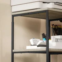 HOMCOM Printer stand with 3 tiers, height-adjustable, mobile printer table on casters, for home office, metal and wood(m-5)