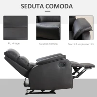HOMCOM Fotoliu Relax Rabatabil Manual in Piele Sintetica, Maro, 75x92x99cm(m-5)