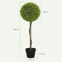 HOMCOM Artificial Eucalyptus Tree, Set of 2, including Pots, Low-maintenance, 90 cm(m-3)