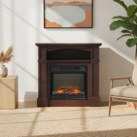 HOMCOM Camino elettrico effetto fiamme, con LED di luminosità regolabile con telecomando, 1800 W, 80,5 x 32,3 x 80,5 cm(m-2)