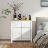HOMCOM Sideboard with ample storage, Sideboard with Soft-Close doors, 2 Drawers, Adjustable Shelf, White(m-3)